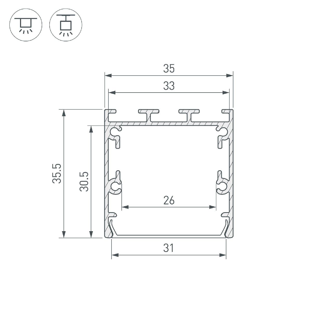 Алюминиевый профиль Arlight LINE-S-3535-2500 BLACK 041827 в Санкт-Петербурге