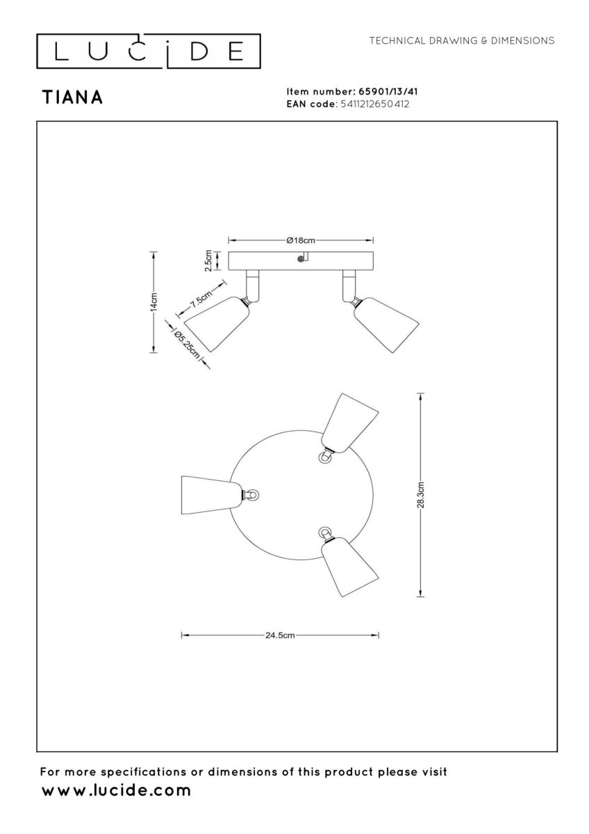 Потолочный светильник Lucide Tiana 65901/13/41 в #REGION_NAME_DECLINE_PP#