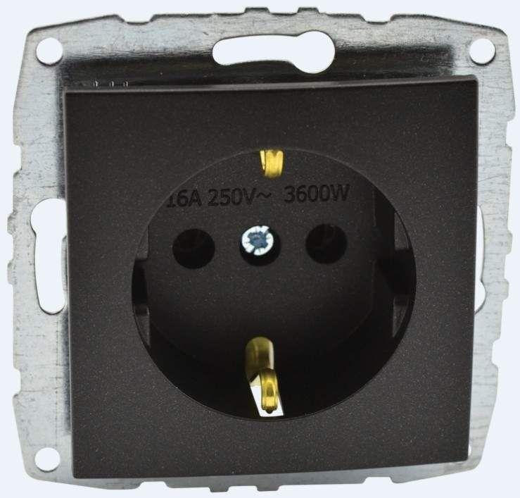 Розетка с заземлением Mono Electric Despina-Larissa 16А 250В графит 500-002021-117 УЦ в Санкт-Петербурге