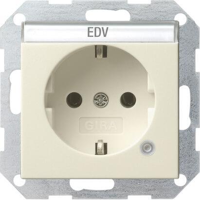 Розетка Gira System 55 Schuko с/з с подсветкой 16A 250V безвинтовой зажим кремовый  глянцевый 045201 в Санкт-Петербурге