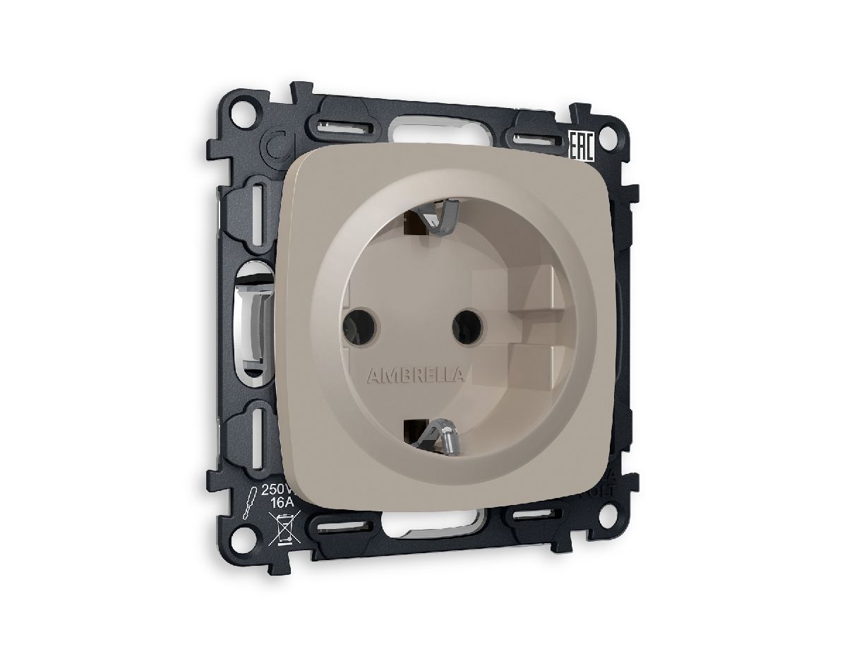Комплект механизма розетки с/з на винтовых зажимах Ambrella Volt Omega MO366010 в Санкт-Петербурге
