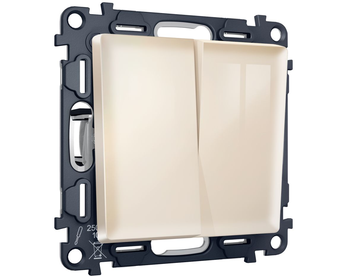 Комплект механизма 2-клавишного перекрестного выключателя 10A-250V Alfa Бежевый глянец Quant Ambrella Volt MA303030 (AP3030, VM125) в #REGION_NAME_DECLINE_PP#