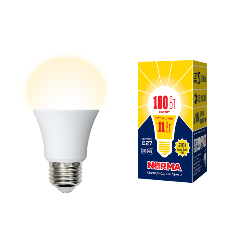Лампа светодиодная (UL-00003787) Volpe E27 11W 3000K матовая LED-A60-11W/WW/E27/FR/NR в Санкт-Петербурге