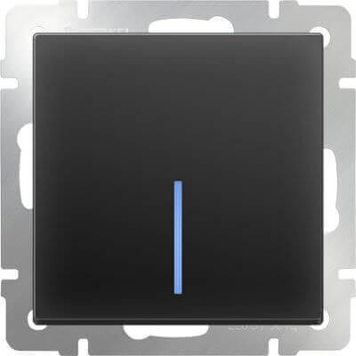 Выключатель Werkel одноклавишный с подсветкой черный матовый WL08-SW-1G-LED 4690389054174 в Санкт-Петербурге