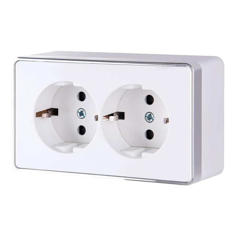Розетка Werkel двойная с заземлением Gallant белая WL15-02-03 4690389102103 в Санкт-Петербурге