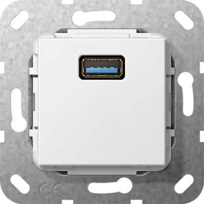 Розетка USB 3.0 A Gira System 55 разветвительный кабель чисто-белый глянцевый 568303 в Санкт-Петербурге