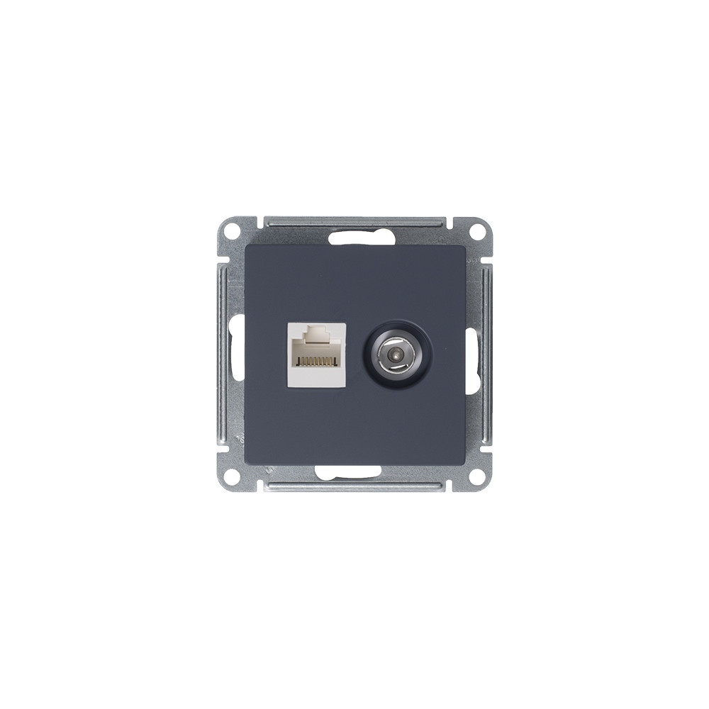 Розетка двойная комп+ТВ, RJ45+TV, кат.5E Systeme Electric AtlasDesign Грифель ATN000789 в Санкт-Петербурге