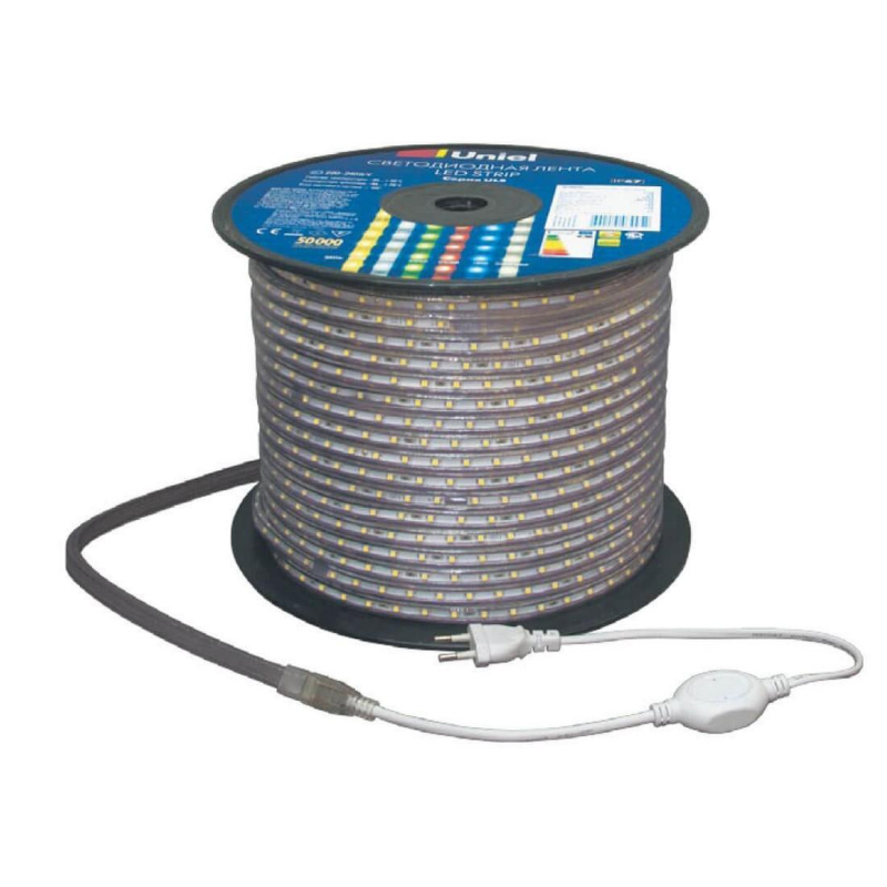 Светодиодная влагозащищенная лента (UL-00000659) Uniel 8W/m 60LED/m 2835SMD холодный белый 50M ULS-2835-60LED/m-10mm-IP67-220V-8W/m-50M-DW в Санкт-Петербурге