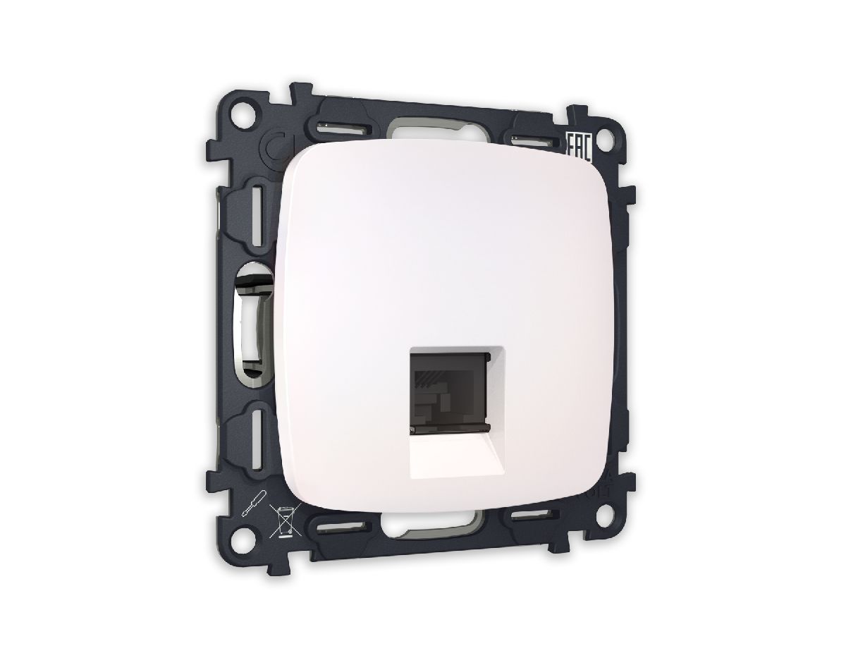 Комплект механизма компьютерной розетки RJ-45(8P8C) CAT6 со шторкой Ambrella Volt Omega MO212010 в Санкт-Петербурге
