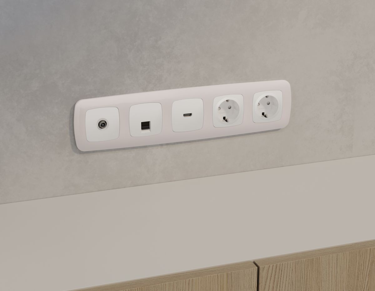 Комплект механизма компьютерной розетки Ambrella Volt RJ-45 (8P8C) CAT6A экранированной с автоматической защитной шторкой OMEGA MO132005 Белый матовый QUANT в Санкт-Петербурге