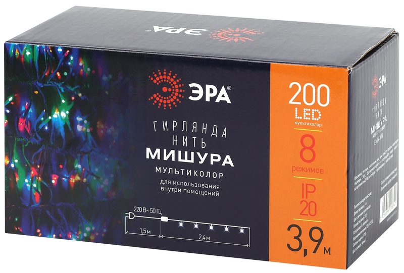 Гирлянда мишура 220V мультиколор ЭРА ENIN - WM Б0047972 в #REGION_NAME_DECLINE_PP#