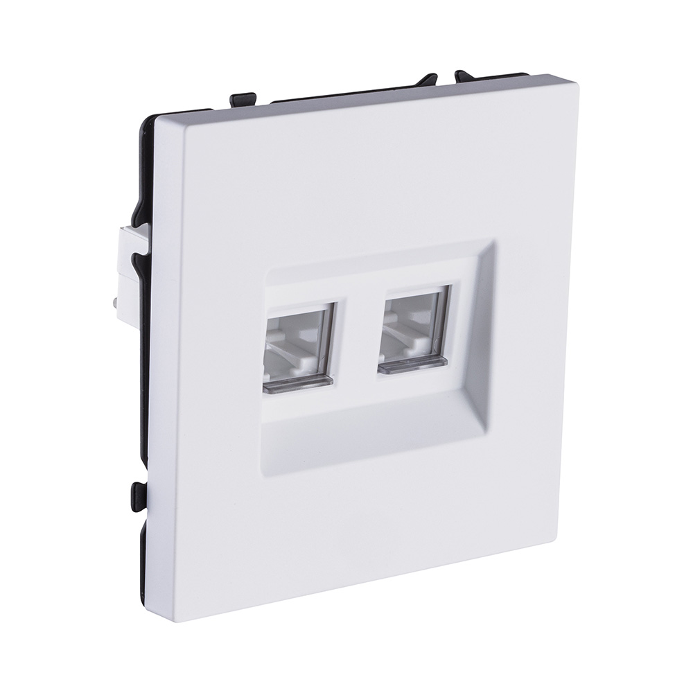 Розетка двойная Ethernet RJ45 Cat.6, белый глянцевый Kollinger Eclipse EC-018WG в #REGION_NAME_DECLINE_PP#