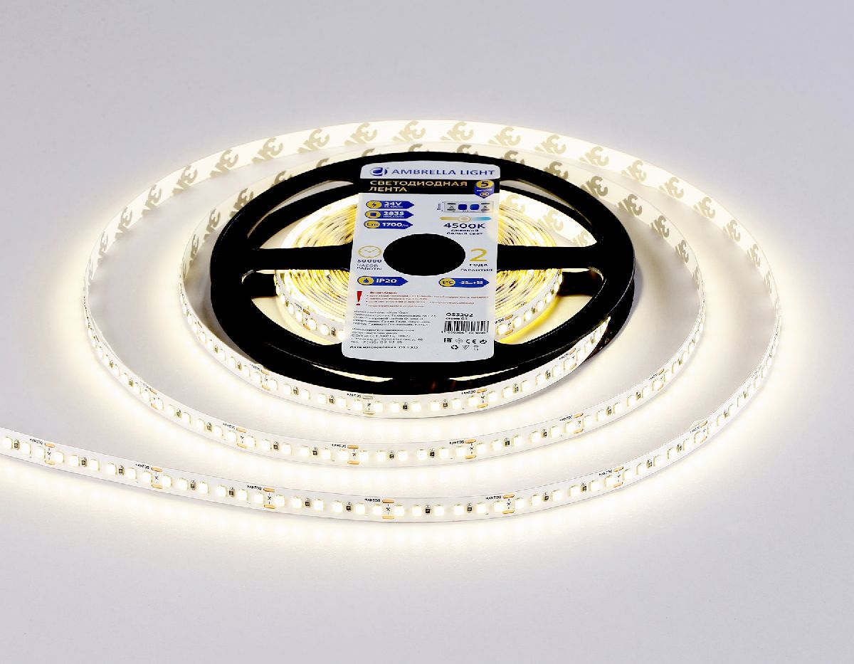 Светодиодная лента Ambrella Light LED Strip 24В 2835 14,4Вт/м 4500K 5м IP20 GS3202 в Санкт-Петербурге