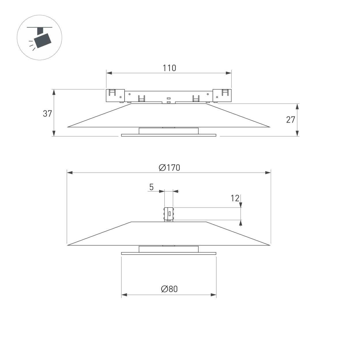 Трековый магнитный светильник Arlight MAG-MICROCOSM-VINYL-R170-7W Day4000 (BK, 150 deg, 24V) (IP20 Металл) 051781 в #REGION_NAME_DECLINE_PP#
