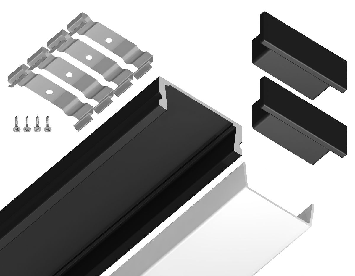 Алюминиевый накладной профиль Ambrella Light Alum Profile GP1700BK в Санкт-Петербурге