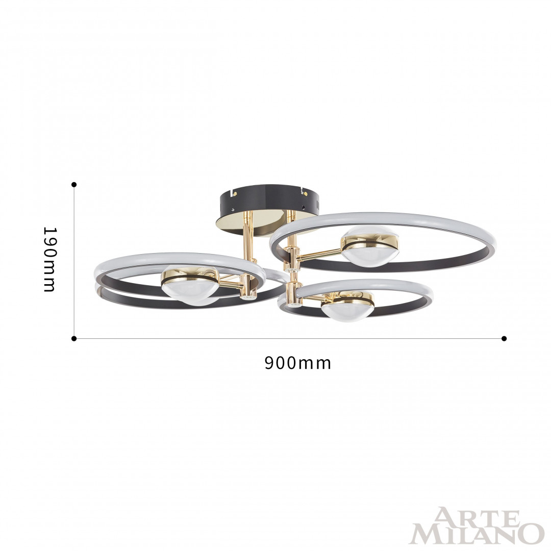 Потолочный светильник Arte Milano Ferrara 276140/4+4 BK/GD в #REGION_NAME_DECLINE_PP#