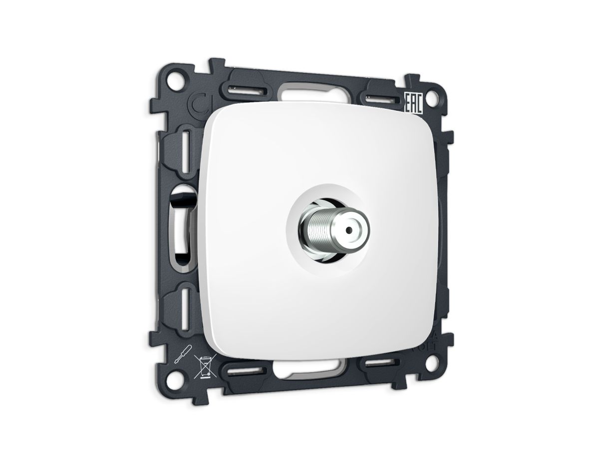 Комплект механизма TV розетки Ambrella Volt SAT 5-2400MHz 3.5dB OMEGA MO133050 Белый матовый QUANT (OP1330, VM215) в Санкт-Петербурге