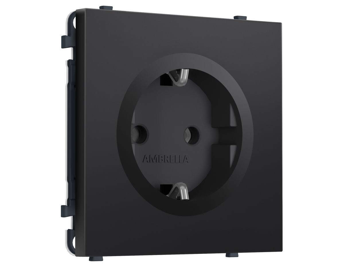 Комплект механизма электрической розетки SIGMA Черный матовый 50Hz 2P+E с/з 16A-250V QUANT PRO Ambrella Volt MS806010 (SP8060, PR141) в #REGION_NAME_DECLINE_PP#