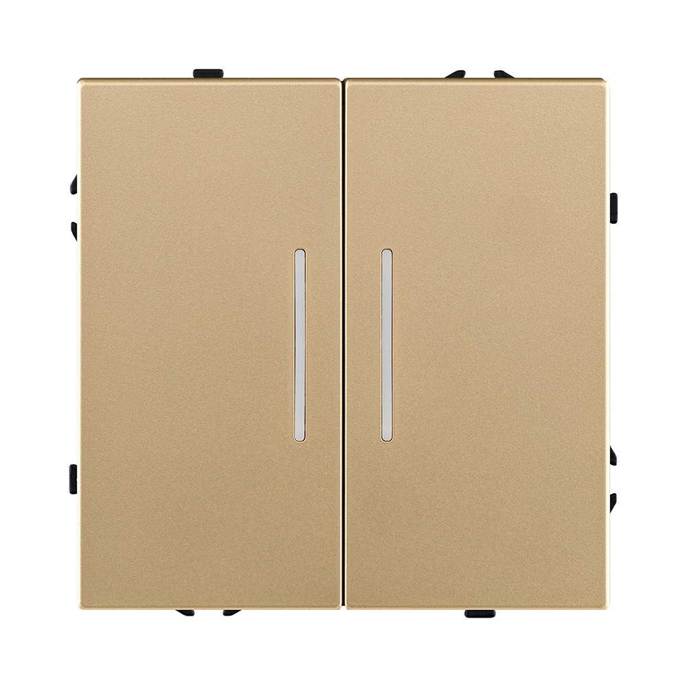 Выключатель 2-клавишный 10А/250В с LED подсветкой, золотой Kollinger Eclipse EC-010GD в #REGION_NAME_DECLINE_PP#