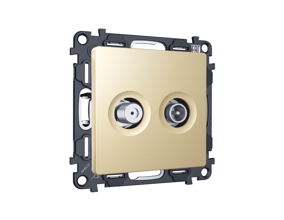 Комплект механизма розетки TV оконечной + SAT 5-862MHz 3.5dB/950-2150MHz 3.5dB Alfa Шампань Quant Ambrella Volt MA613310 (AP6133, VM217) в Санкт-Петербурге