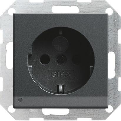 Розетка Gira System 55 Schuko с/з со шторками подсветкой 16A 250V безвинтовой зажим антрацит 117028 в Санкт-Петербурге