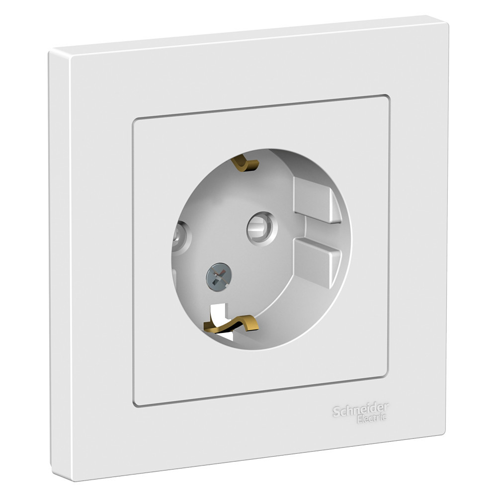Розетка с/з со шторками, 16А, в сборе Systeme Electric AtlasDesign Бел ATN000144 в Санкт-Петербурге