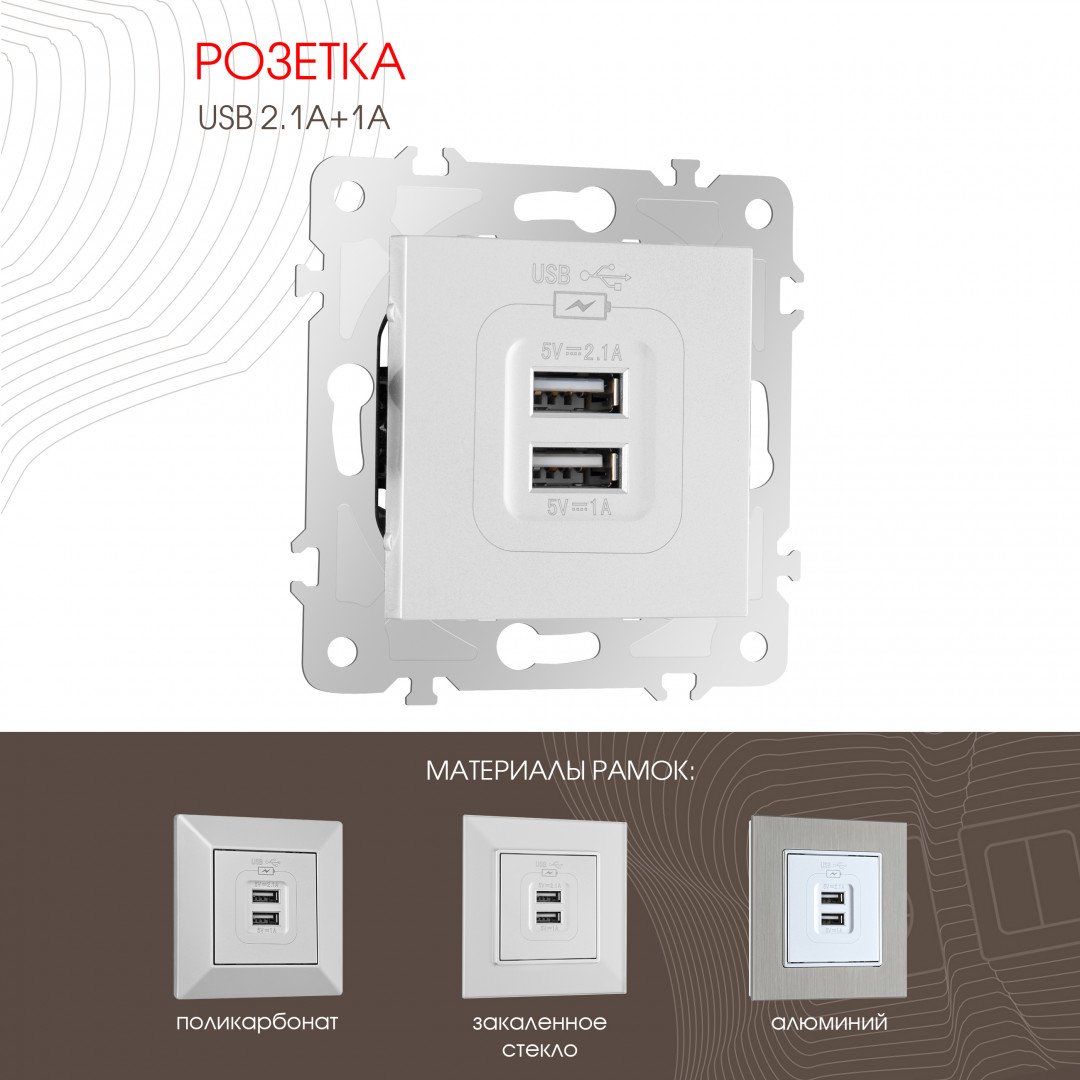 Розетка USB 2.1А+1А Arte Milano 203.46-1.silver в Санкт-Петербурге