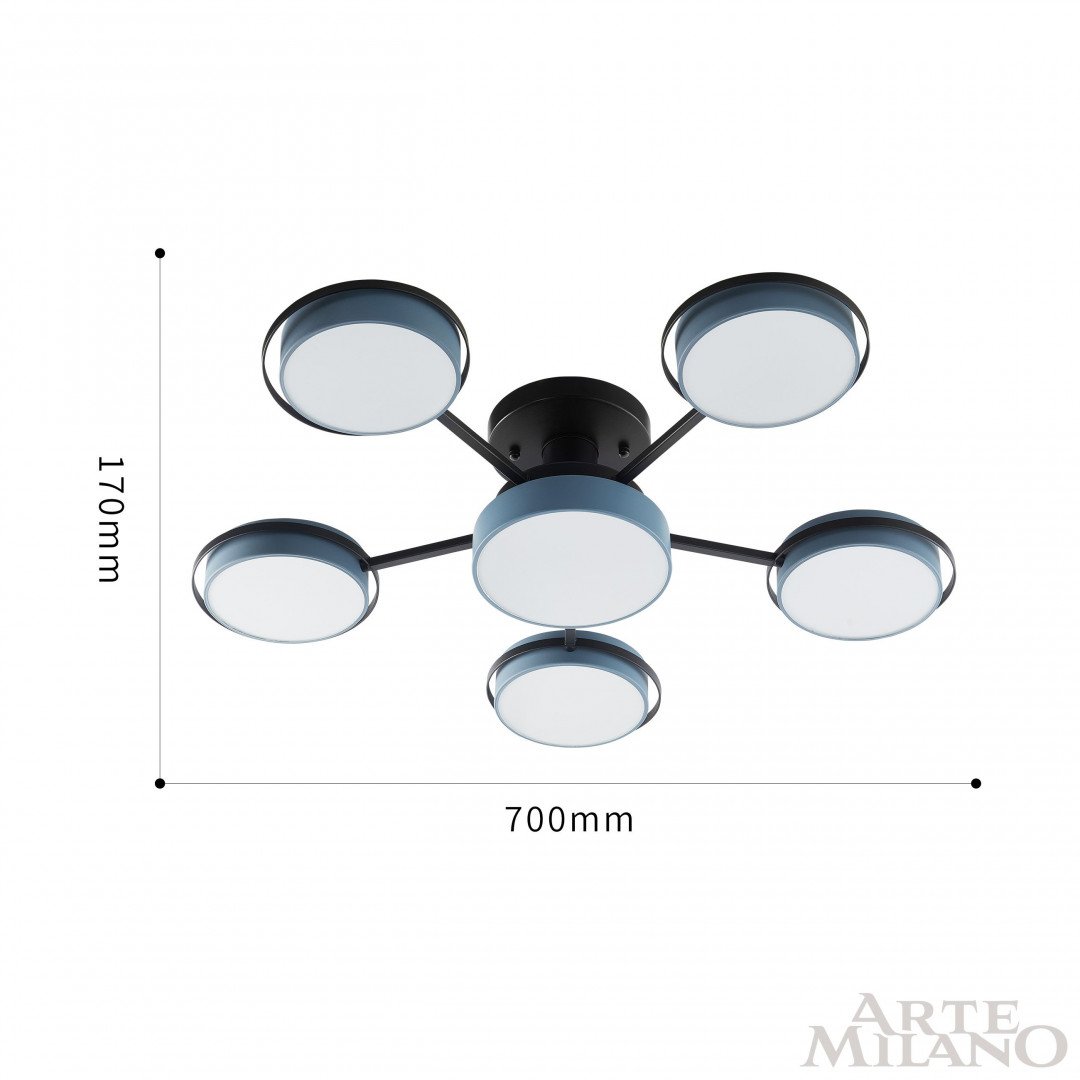 Потолочная люстра Arte Milano Ferrara 250406/5+1 Gr в #REGION_NAME_DECLINE_PP#