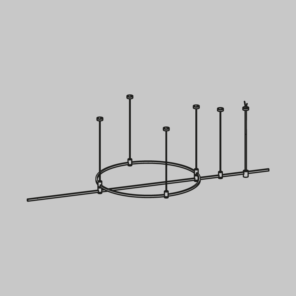 Основание круглое+прямое  на тросовых подвесах Hang для трековых светильников Maytoni Technical Flarity TFC-Flar-H05-B в Санкт-Петербурге