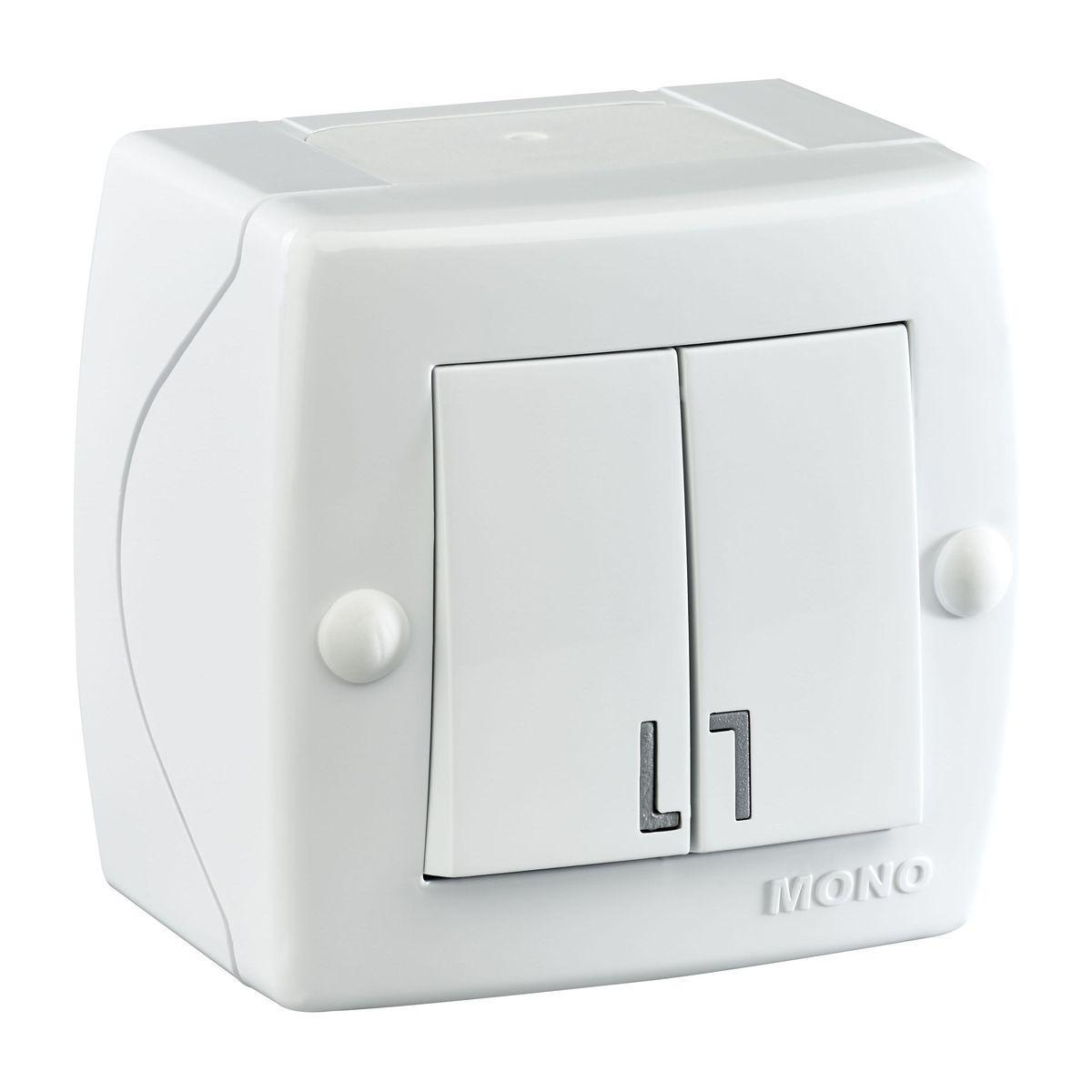 Выключатель двухклавишный Mono Electric Octans IP20 10А 250В белый 104-010101-102 в Санкт-Петербурге