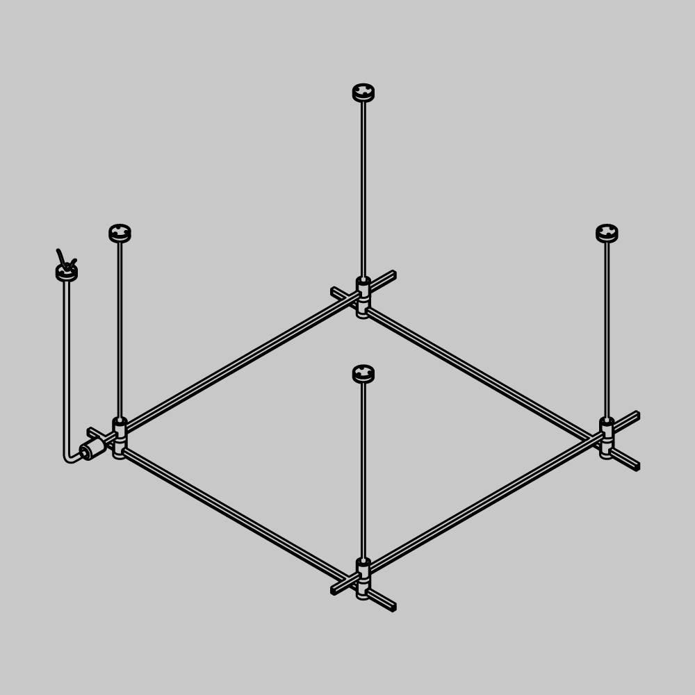 Основание квадратное двухуровневое на тросовых подвесах Hang для трековых светильников Maytoni Technical Flarity TFC-Flar-H08-B в #REGION_NAME_DECLINE_PP#