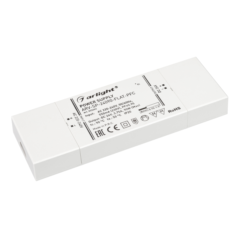 Блок питания Arlight ARV-SP-24090-Flat-PFC (24V, 3.75A, 90W) 033262 в Санкт-Петербурге
