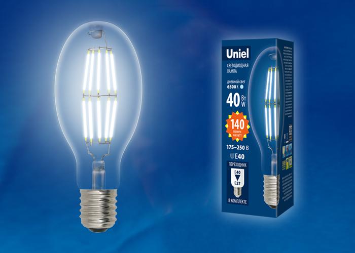 Лампа светодиодная филаментная (UL-00003762) Uniel E40 40W 4000K прозрачная LED-ED90-40W/NW/E40/CL GLP05TR в Санкт-Петербурге