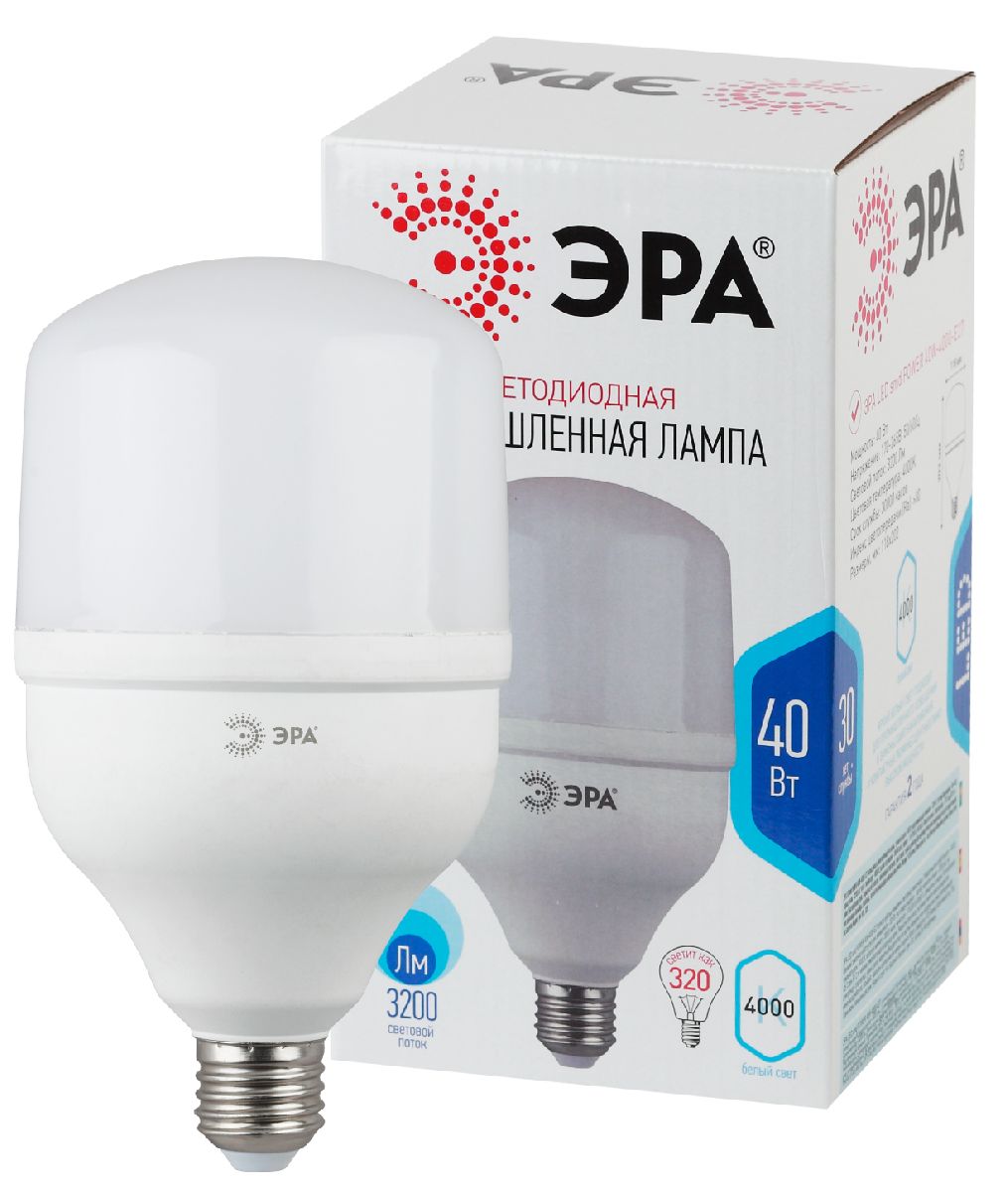 Лампа светодиодная Эра E27 40W 4000K LED POWER T120-40W-4000-E27 Б0027005 в Санкт-Петербурге