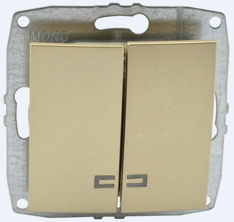 Выключатель двухклавишный с подсветкой Mono Electric Despina-Larissa 10А 250В титан 500-002225-103 в Санкт-Петербурге