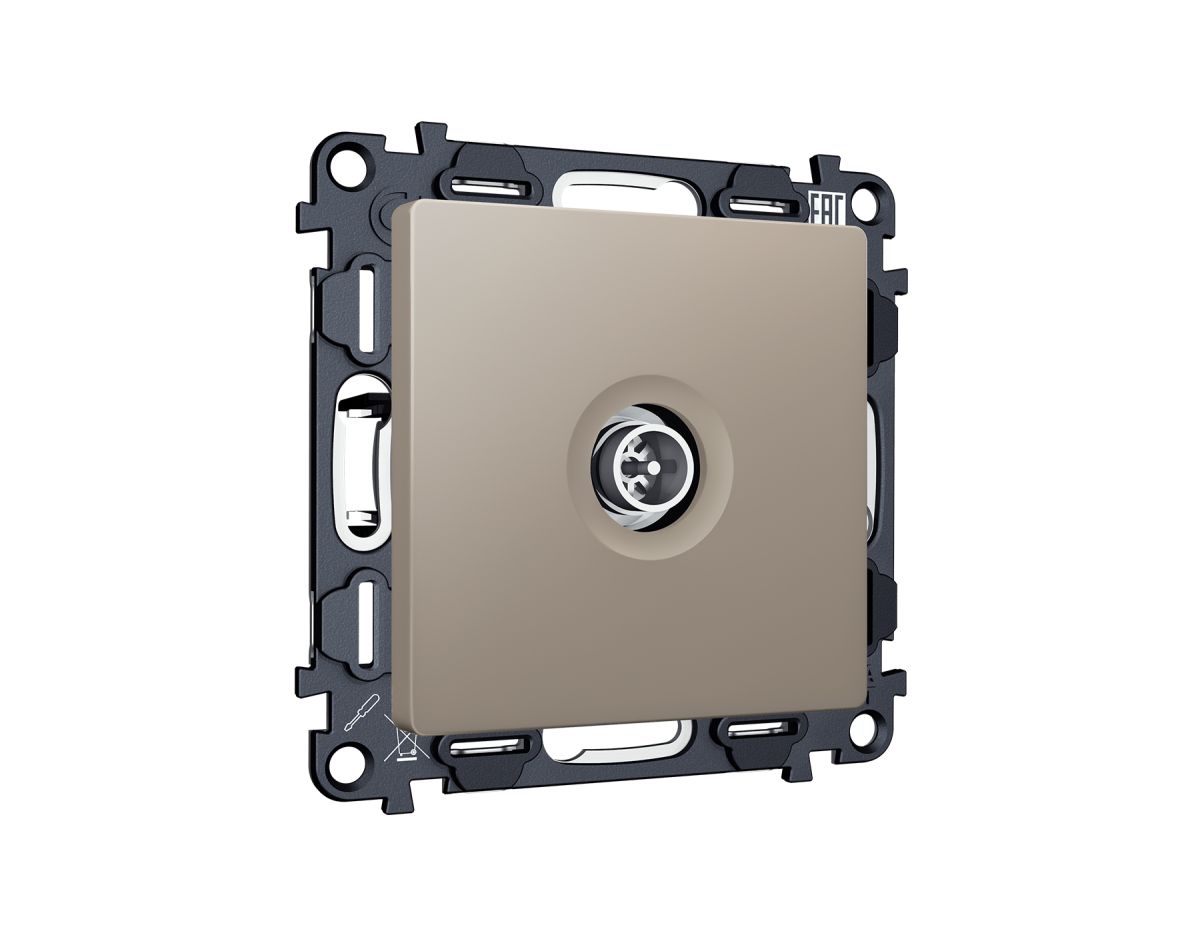 Комплект механизм TV розетки оконечной экранированной 5-1000MHz 3dB Alfa Серо-бежевый матовый Quant Ambrella Volt MA373005 (AP3730, VM199) в #REGION_NAME_DECLINE_PP#