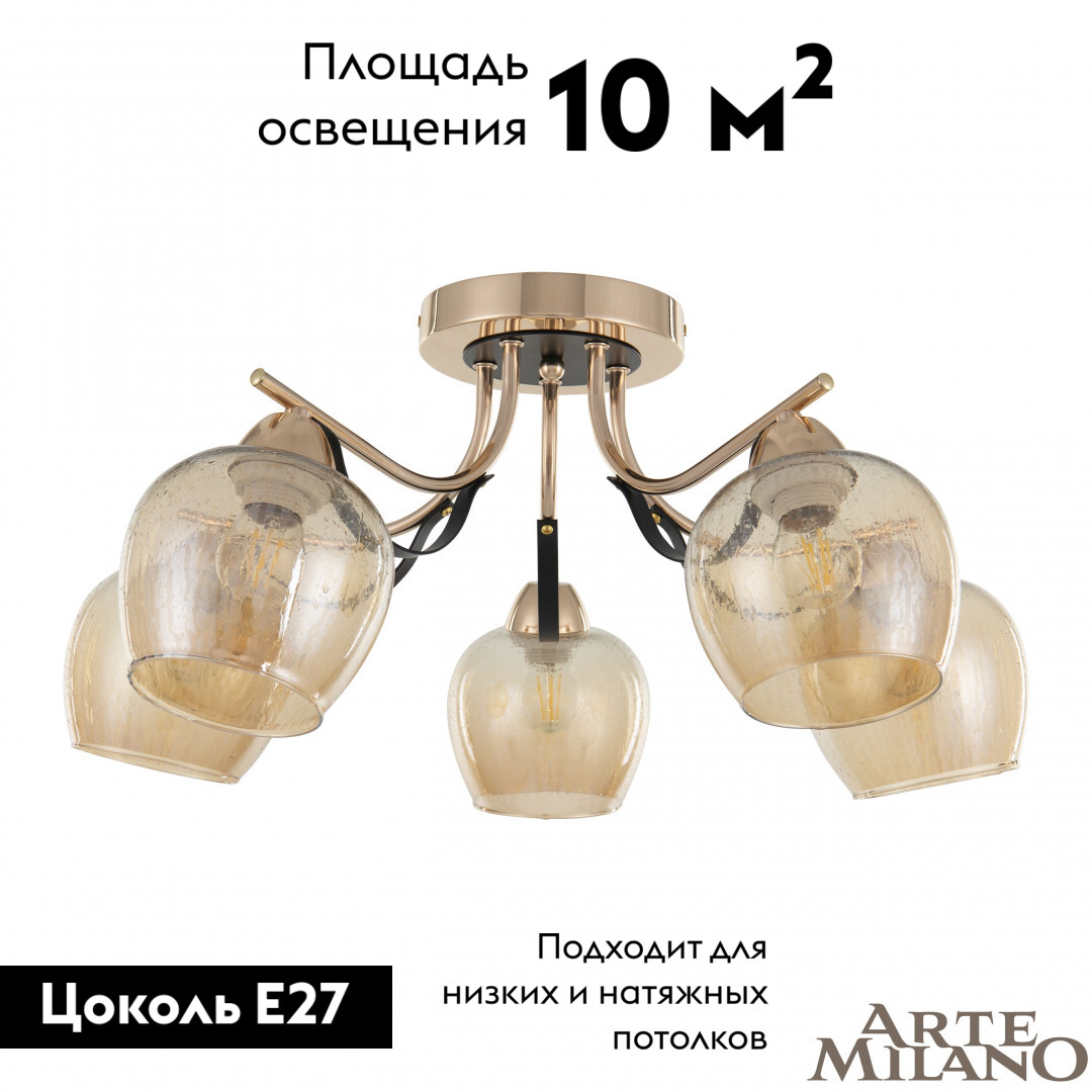 Потолочная люстра Arte Milano Amalfi 322306/5 FG+BK в Санкт-Петербурге