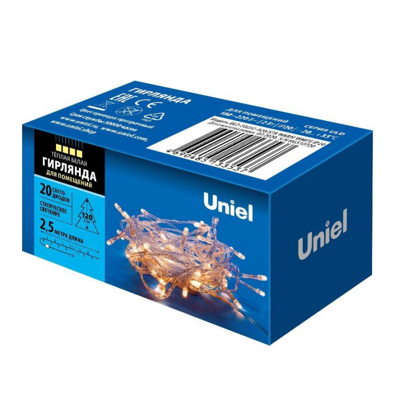 Светодиодная гирлянда Uniel (UL-00007191) теплый белый ULD-S0250-020/STA Warm White IP20 в Санкт-Петербурге