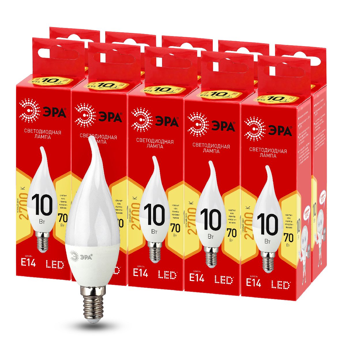 Лампа светодиодная Эра E14 10W 2700K LED BXS-10W-827-E14 R Б0051854 в #REGION_NAME_DECLINE_PP#