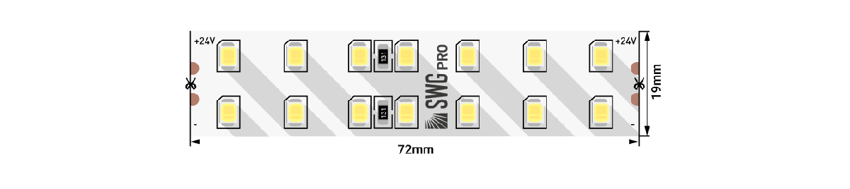Светодиодная лента SWG PRO 24В 2835 20Вт/м 3000-3500K 5м IP20 SWG2P196-24-20-WW-20 024304 в Санкт-Петербурге