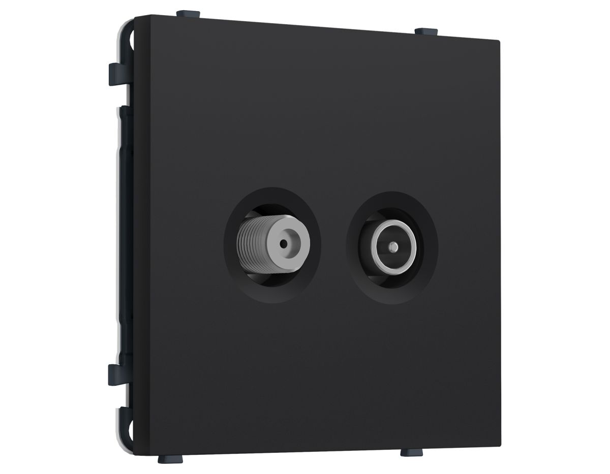 Комплект механизма розетки TV оконечной + SAT SIGMA Черный Мягкое касание 5-862MHz 3.5dB/950-2150MHz 3.8dB QUANT PRO Ambrella Volt MS993310 (SP9933, PR217) в Санкт-Петербурге