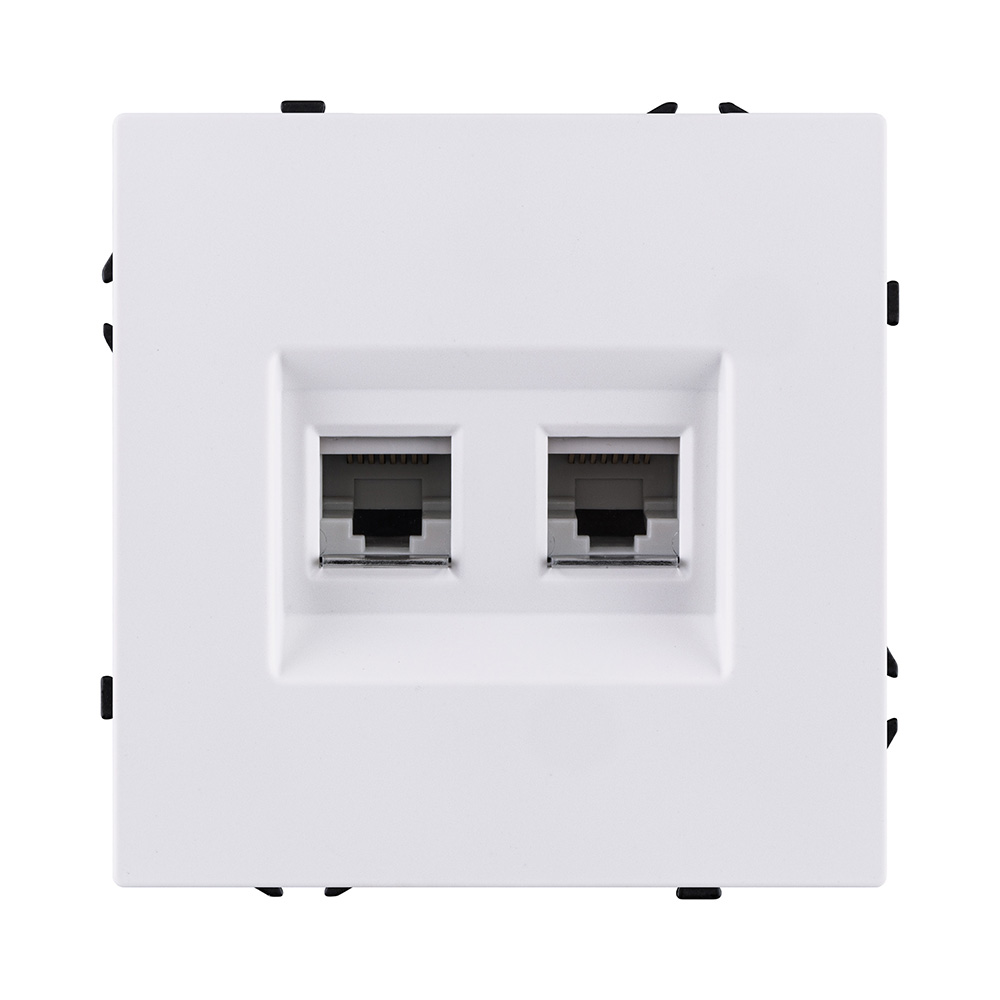 Розетка двойная Ethernet RJ45 Cat.6, белый глянцевый Kollinger Eclipse EC-018WG в #REGION_NAME_DECLINE_PP#