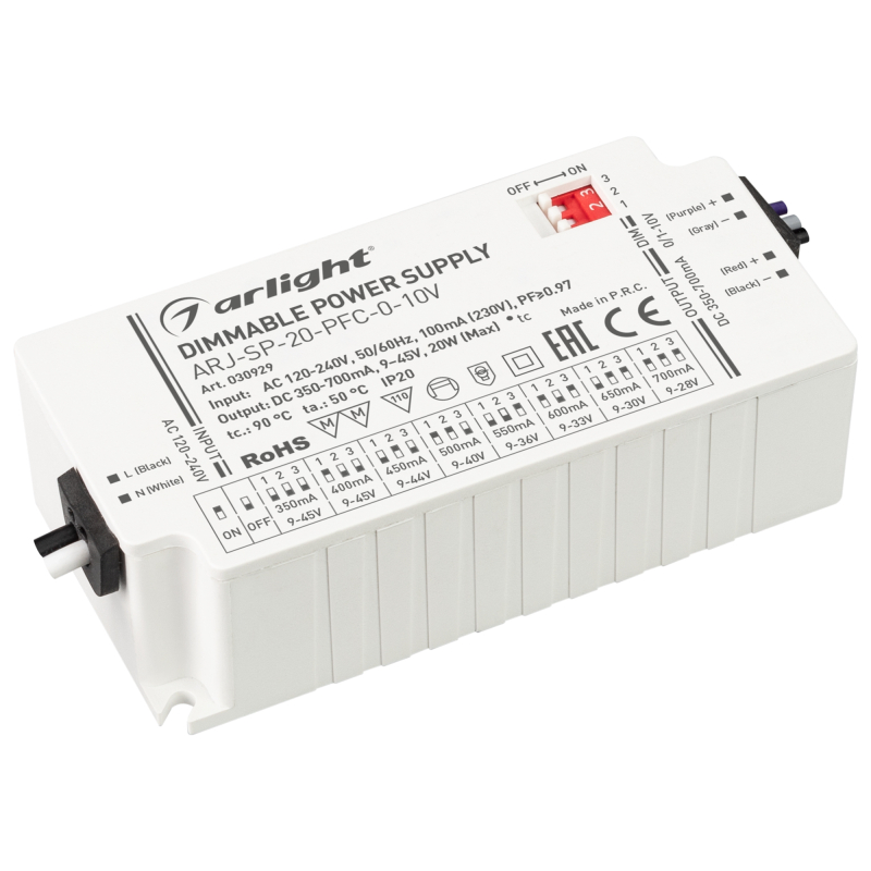 Блок питания Arlight ARJ-SP-20-PFC-0-10V (20W, 350-700mA) 030929 в Санкт-Петербурге