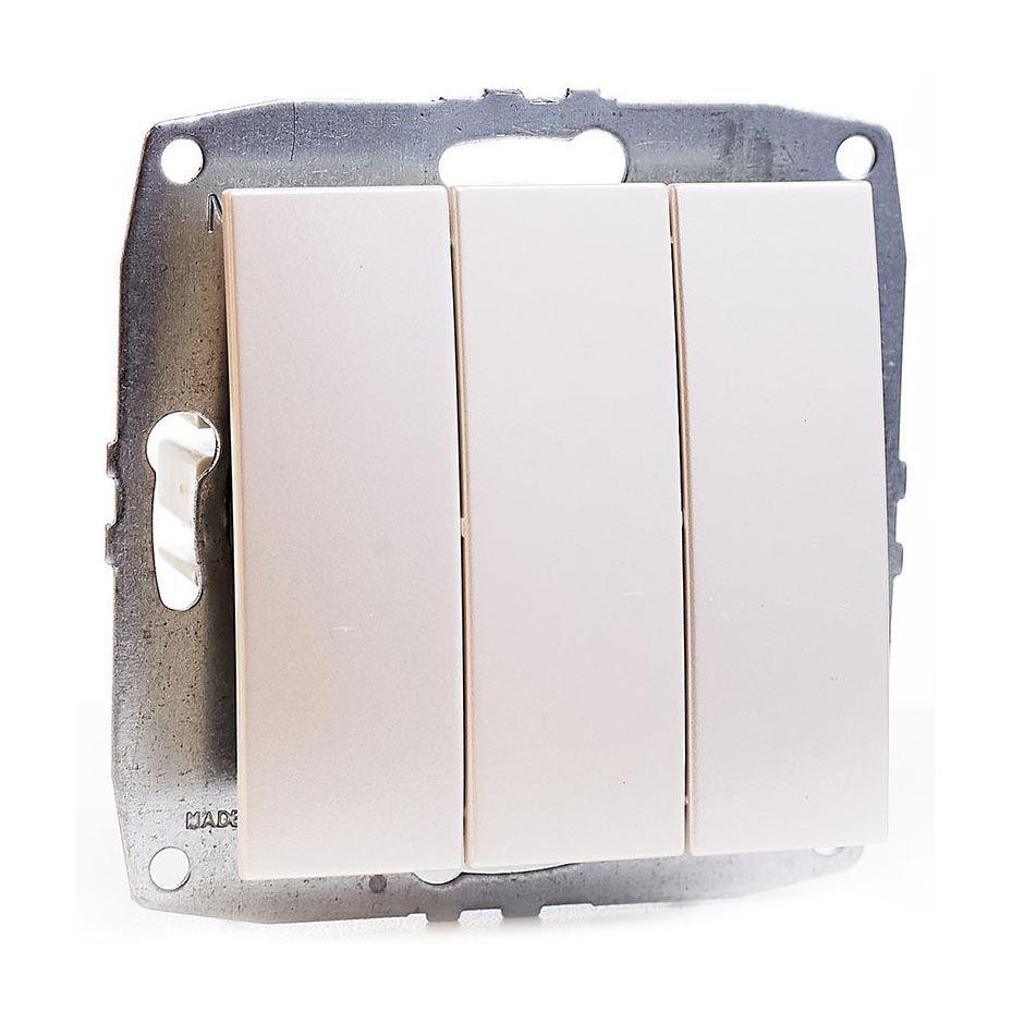 Выключатель трехклавишный Mono Electric Despina-Larissa 10А 250В жемчуг 500-002522-114 в Санкт-Петербурге