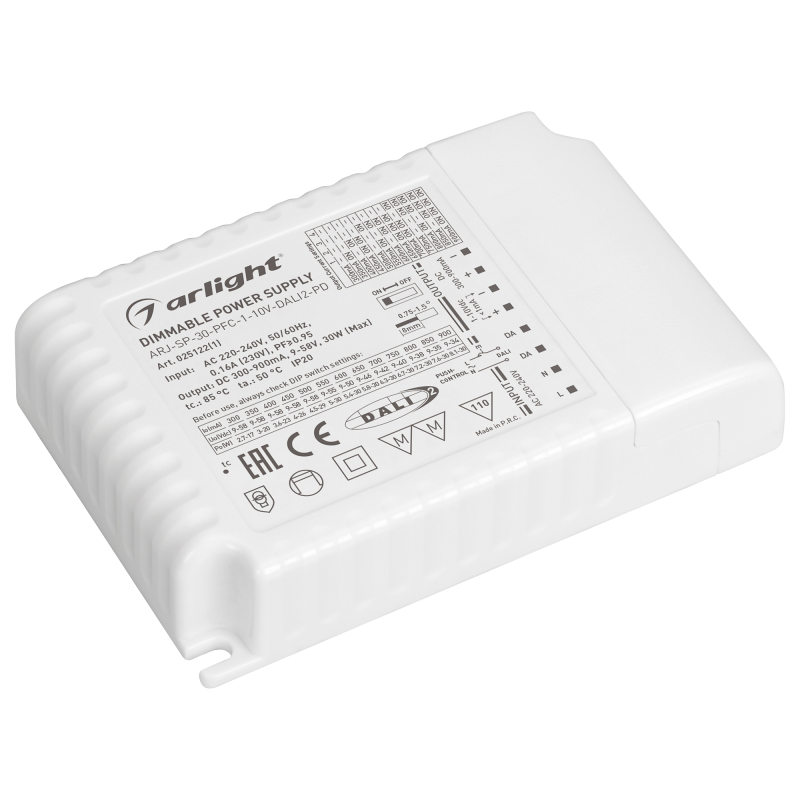 Блок питания Arlight ARJ-SP-30-PFC-1-10V-DALI2-PD (30W, 300-900mA) 025122(1) в Санкт-Петербурге