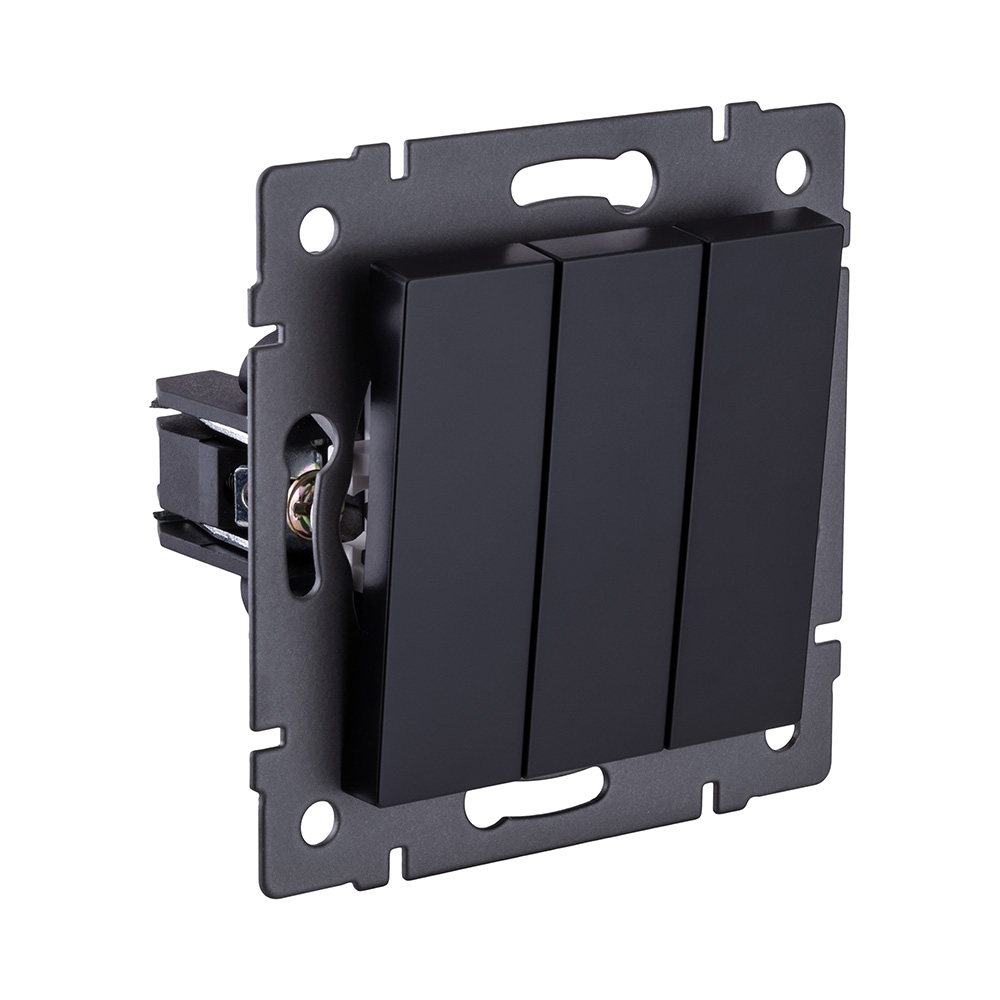 Выключатель 3-клавишный 10А/250В, черный Kollinger REA-S-012BK для Aspekt, Eleganz, Reflex в #REGION_NAME_DECLINE_PP#