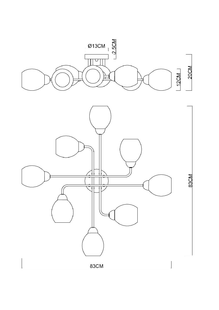 Потолочная люстра Arte Lamp Andrea A8141PL-8BK в Санкт-Петербурге