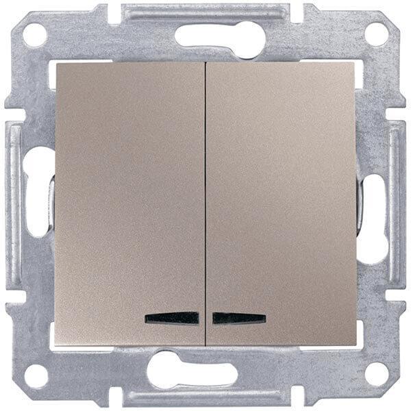 Выключатель двухклавишный с синей подсветкой Schneider Electric Sedna 10A 250V SDN0300368 в Санкт-Петербурге