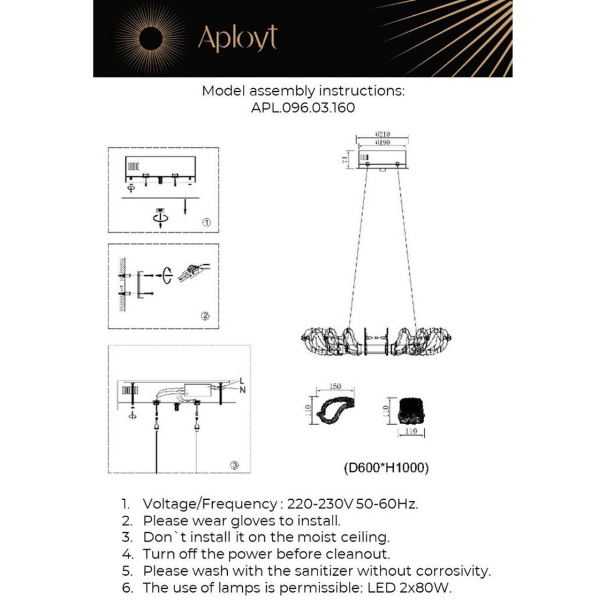 Подвесная люстра Aployt Irena APL.096.03.160 в Санкт-Петербурге