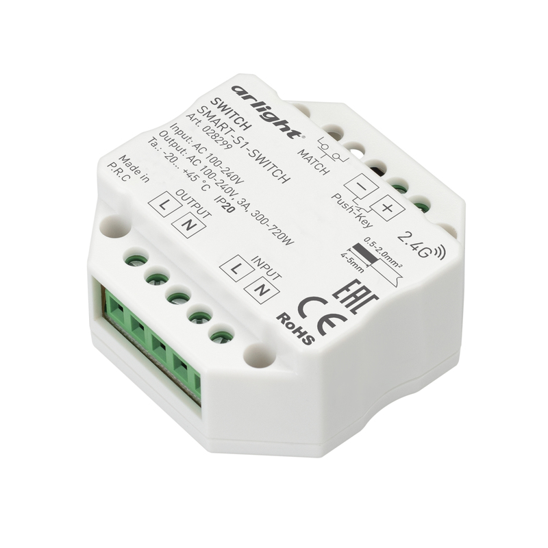 Контроллер-выключатель Arlight Smart-S1-Switch (230V, 3A, 2.4G) 028299 в #REGION_NAME_DECLINE_PP#